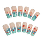 Goldfish Print French Tip Press On Nails Square False Nail Art Set
