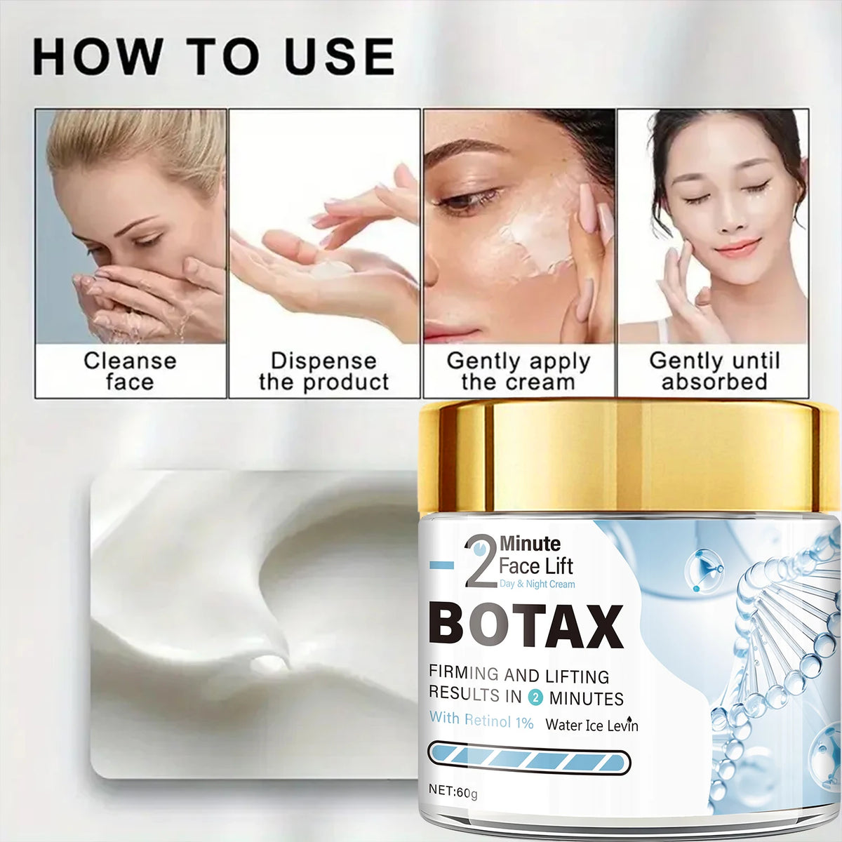 2 Minute Botax Face Lift Cream Hydrating Retinol Anti Aging Moisturizer