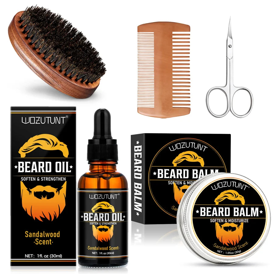 Beard Care Kit Sandalwood Grooming Set for Men Growth and Softening