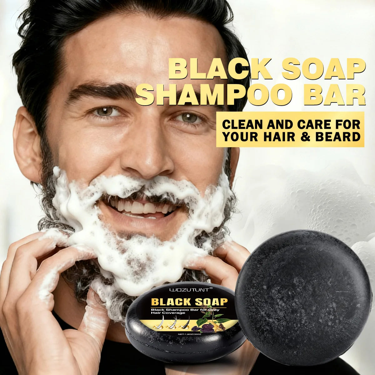 Goiple Black Hair Shampoo Bar Gray Coverage Natural Hair Darkening Soap - 7