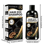 YUITIKUE Men Black Hair Dye Shampoo 15 Minute Beard Color Treatment