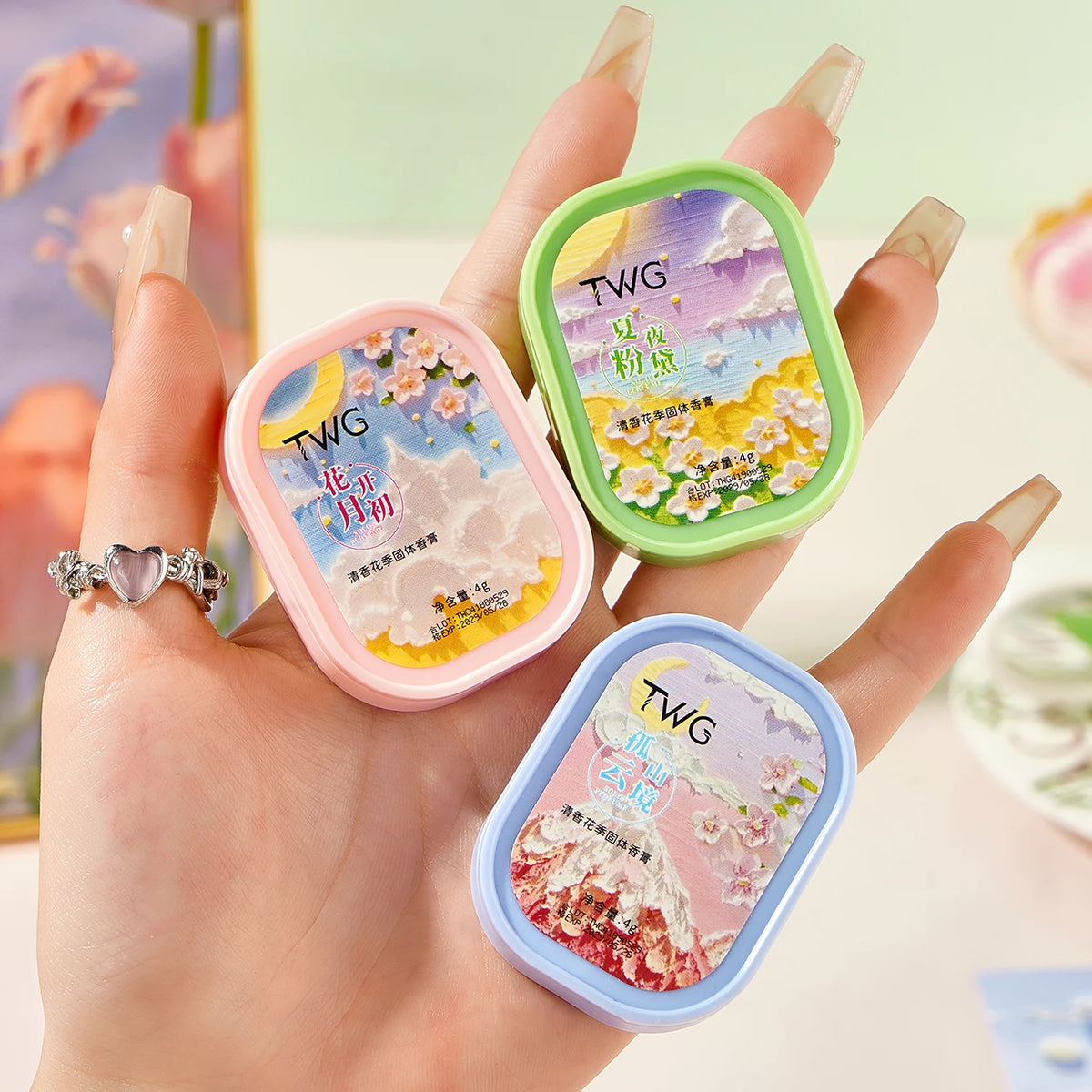 TWG Flower Season Solid Fragrance Set 3pc Portable Perfume Balm