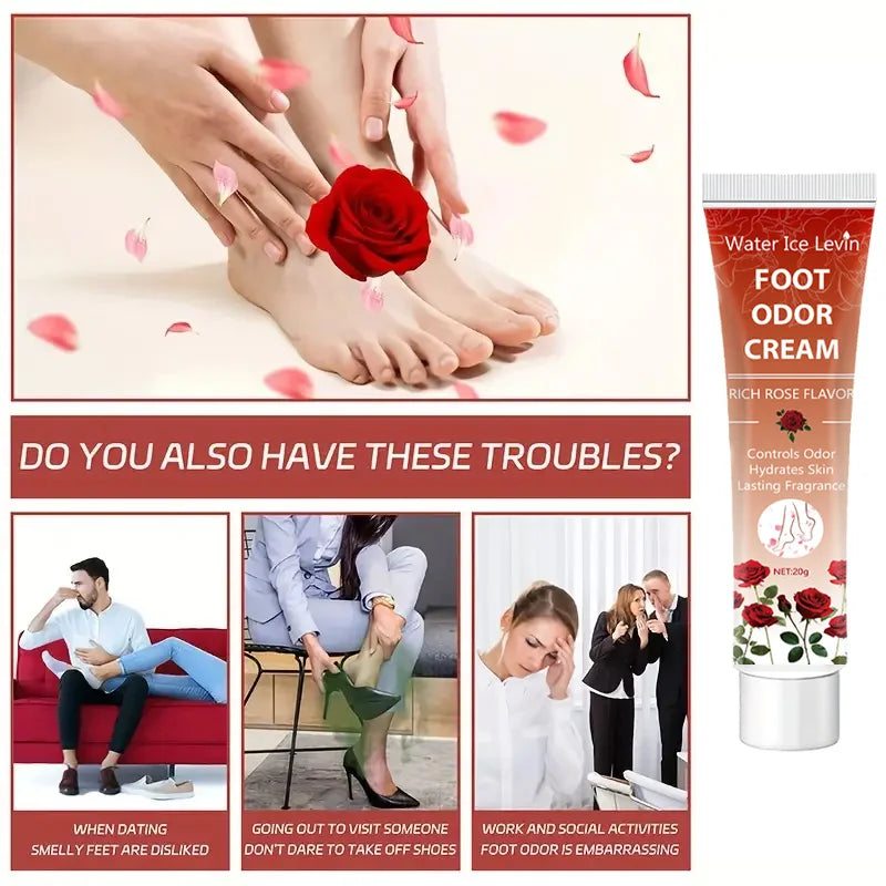 Rose Foot Deodorant Cream Long Lasting Odor Control and Moisturizer