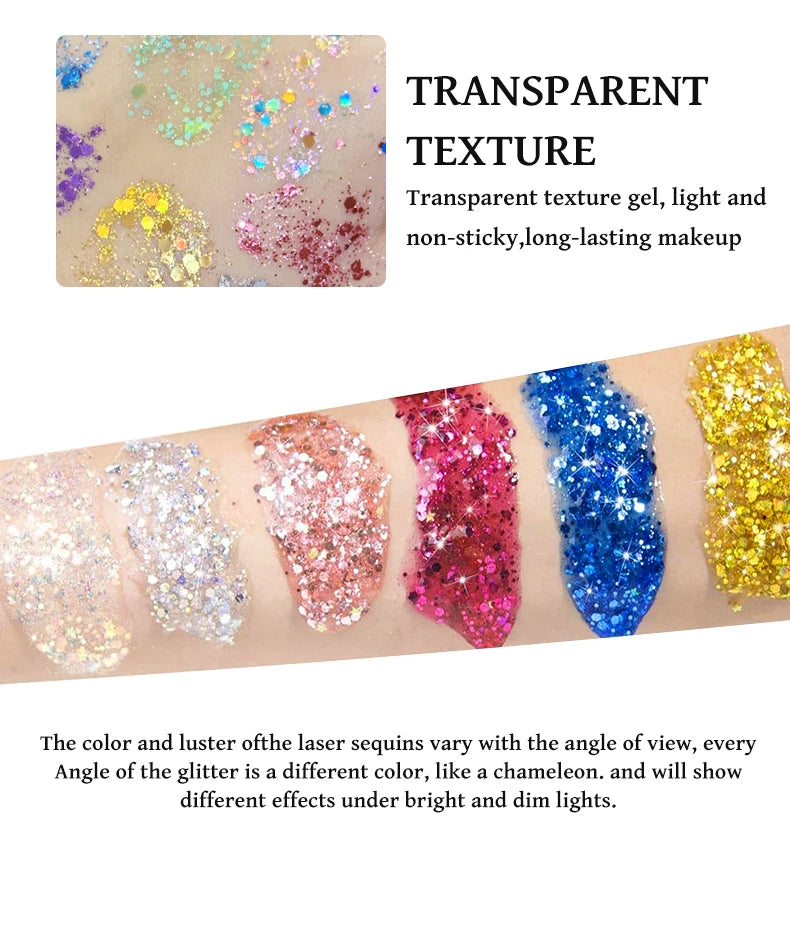 Molianji Glitter Gel Face and Body Shimmer Makeup for Parties