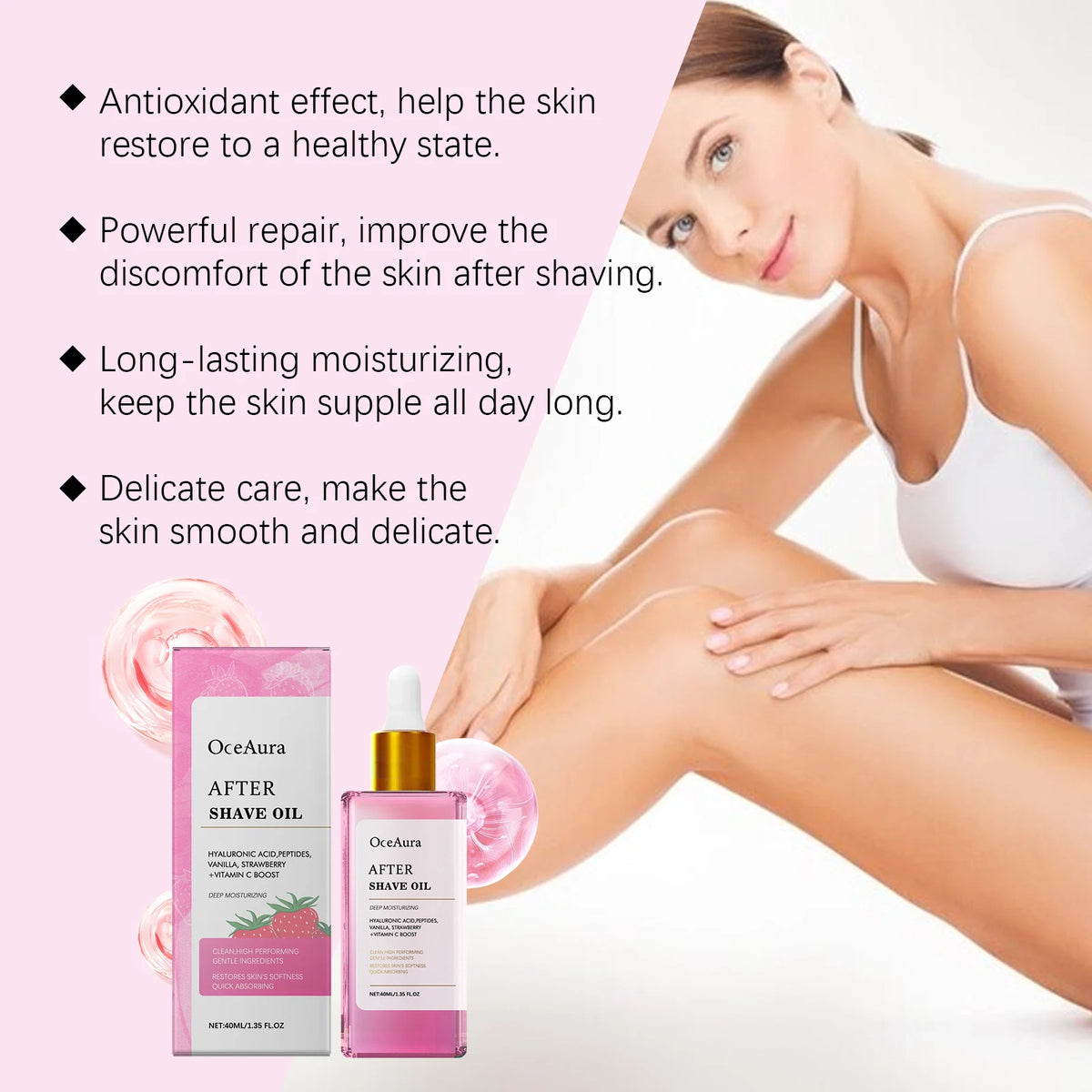 Strawberry Soothing After Shave Oil for Skin Irritation and Redness