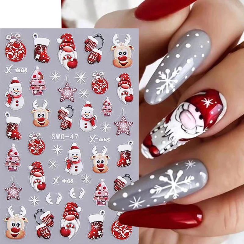 Festive Christmas Cartoon Nail Art Decals - 2
