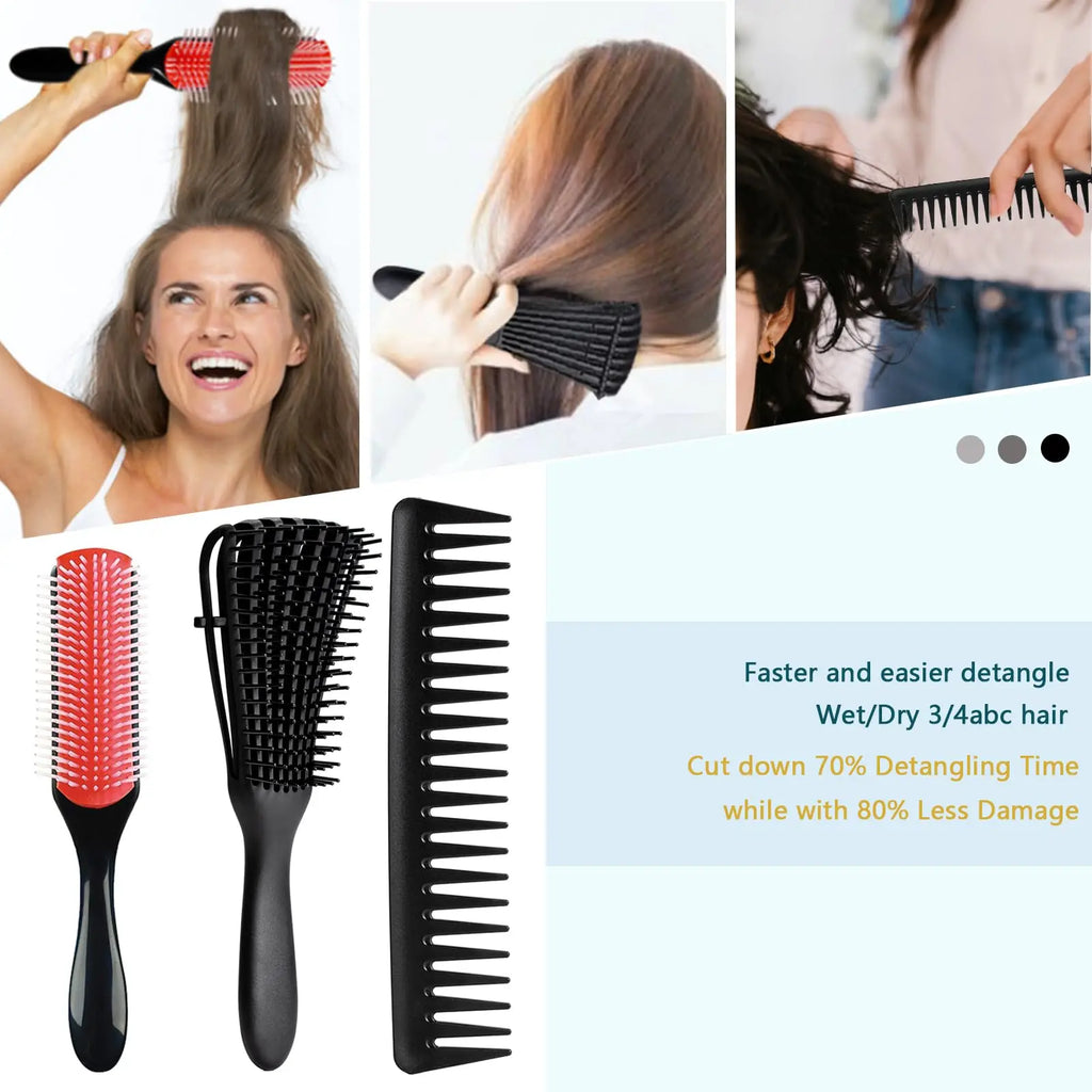 Lockmio Rosemary Hair Growth Oil and Curly Hair Detangling Brush Set