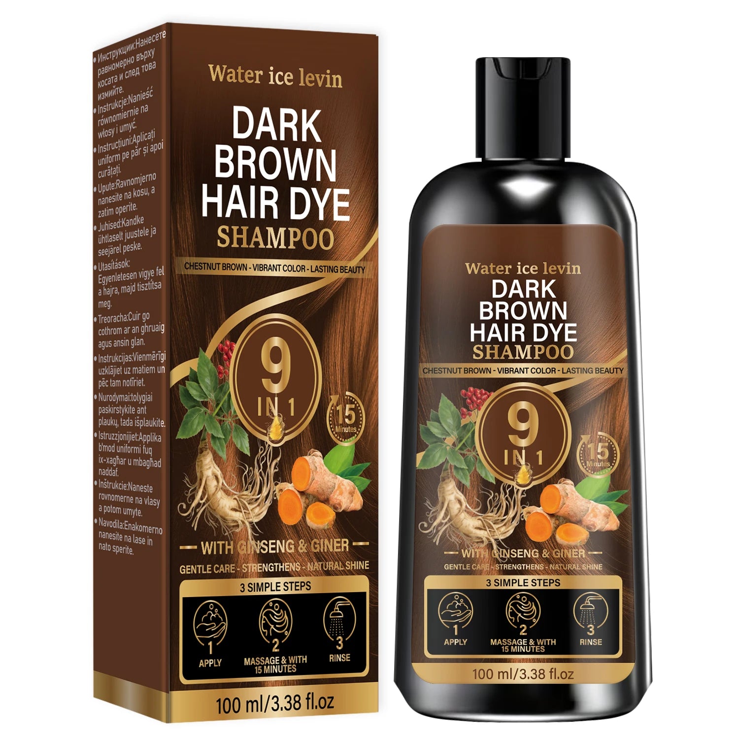 Dark Brown Hair Dye Shampoo with Biotin Keratin and Ginseng 100g - 13