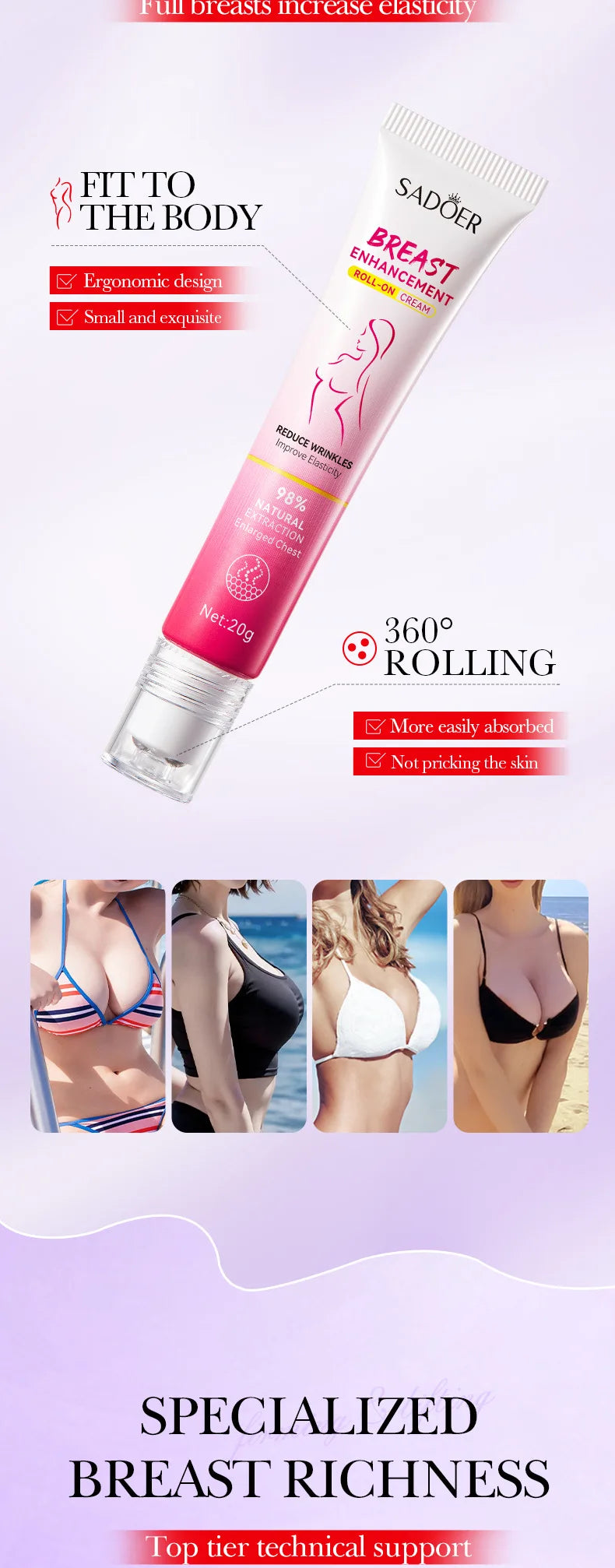 Sadoer Breast Enhancement Care Set Firming Cream and Essential Oil