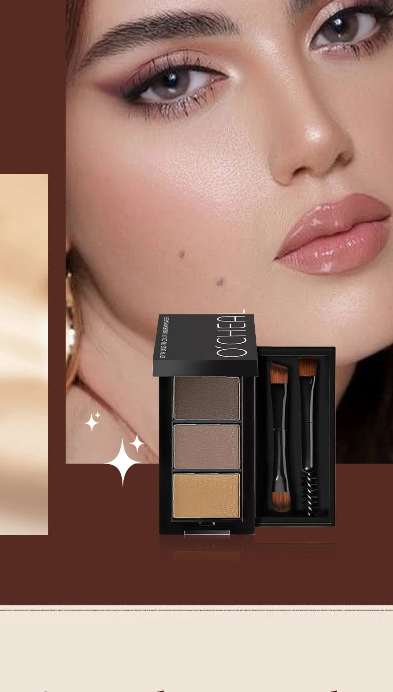 O'CHEAL Three Color Eyebrow Powder Waterproof Makeup Palette