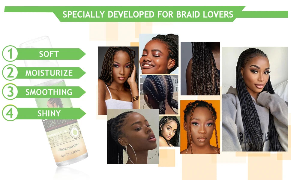 2 Braid Foam Control Mousse and 100g Tea Tree Mint Braid Styling Gel - 8