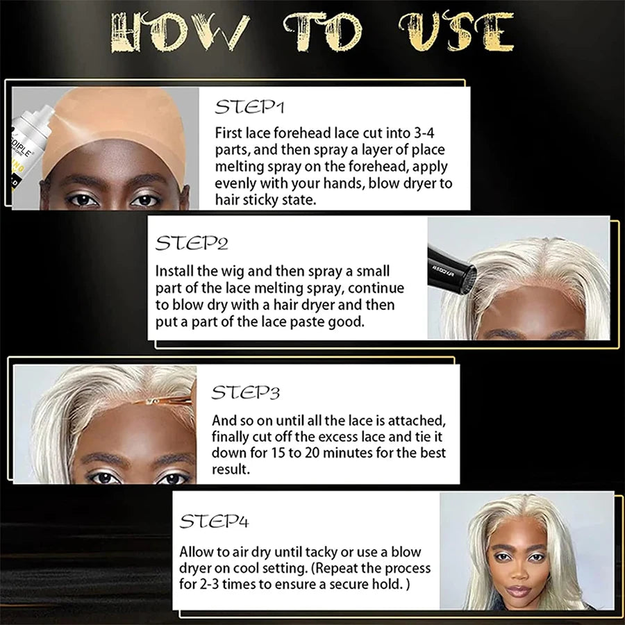 Lace Wig Melting Spray Invisible Bonding Adhesive for Hair Units - 12