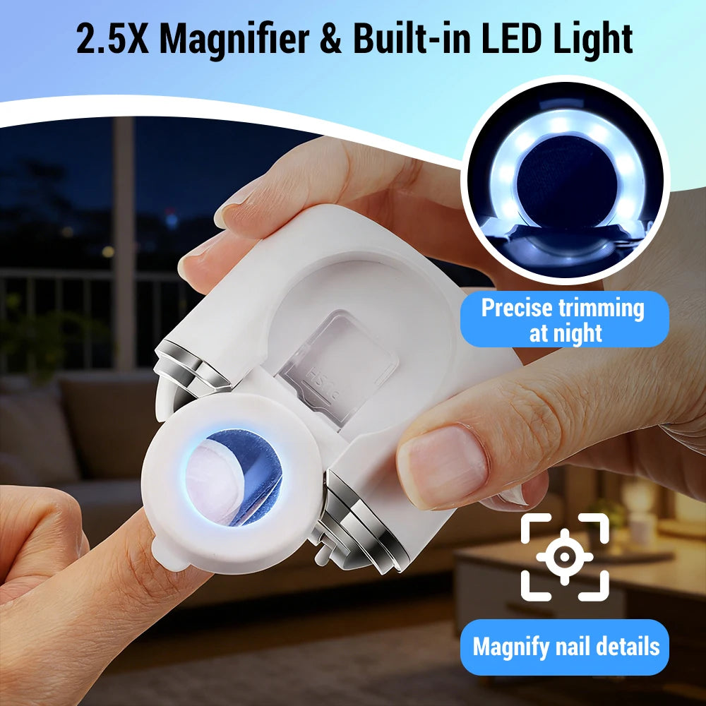Electric Nail Clipper with LED Magnifier for Seniors and Kids - 3