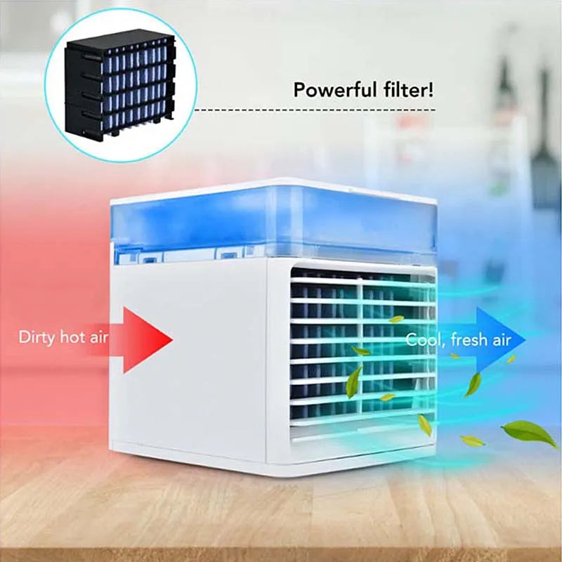 Portable Mini Air Cooler USB Desktop Fan with Humidifier and Night Light