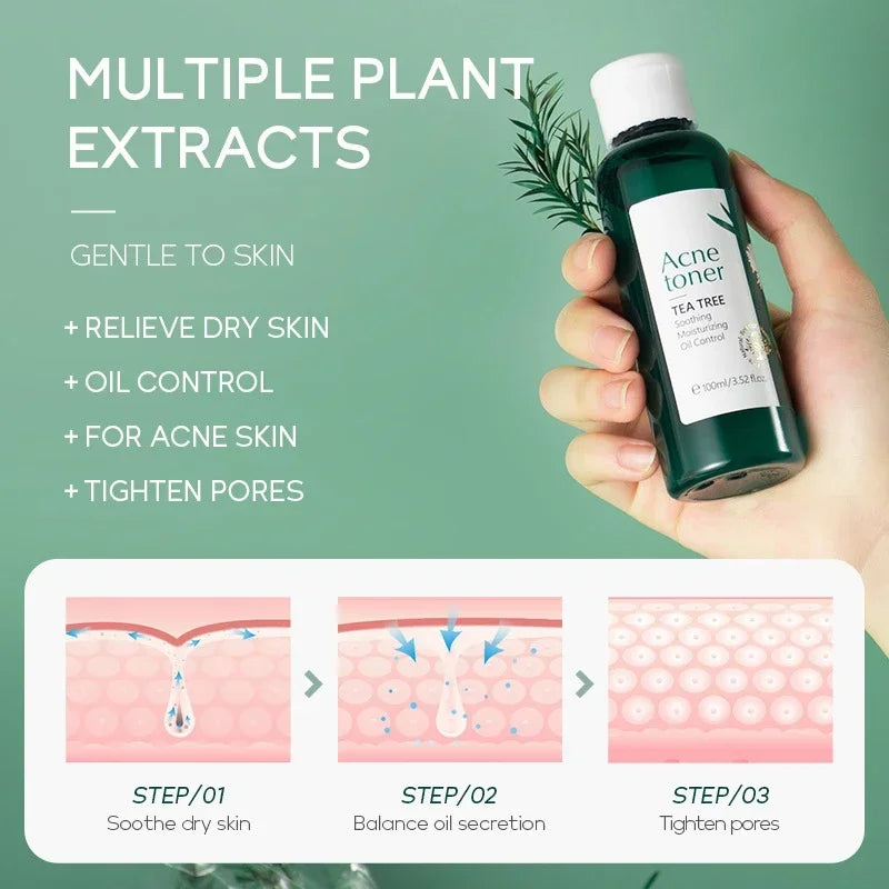 Fenyi Tea Tree Acne Toner Oil Control Facial Skin Care 100ml - 3