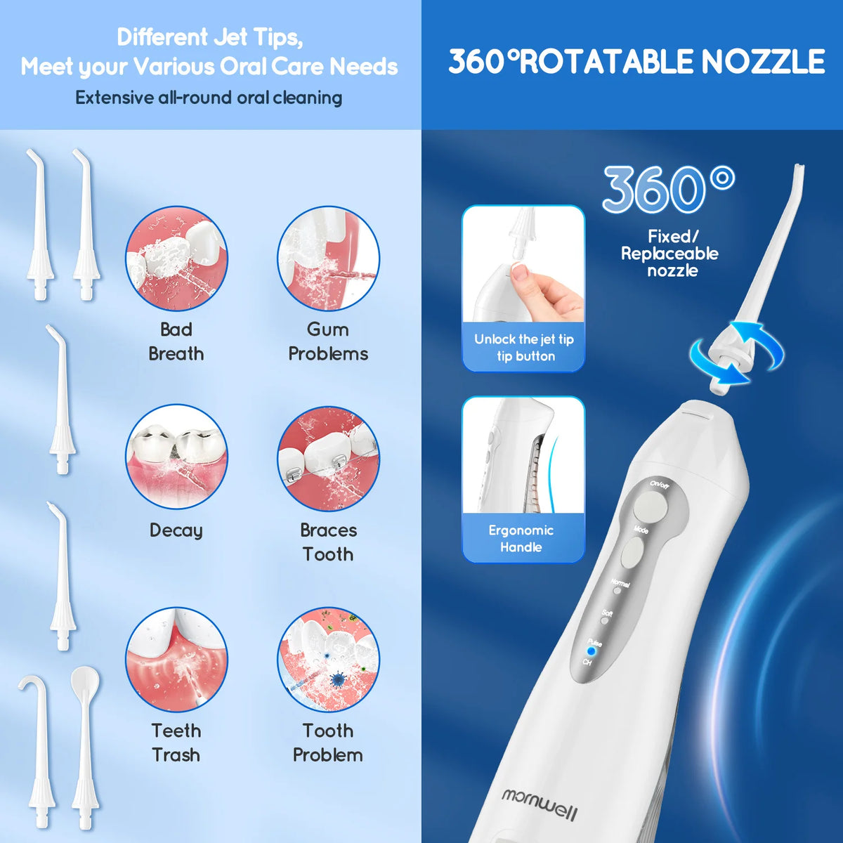 Portable Cordless Water Flosser for Teeth Cleaning