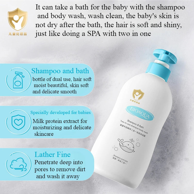 Bioaqua 2-in-1 Baby Shampoo and Body Wash Moisturizing Kids Shower Gel