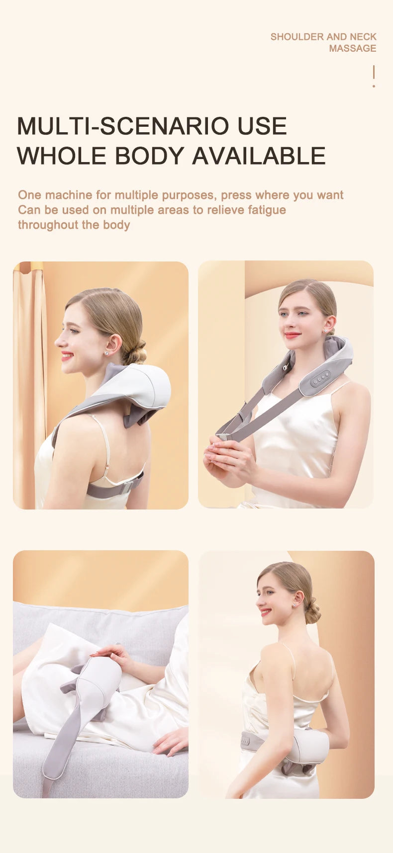Wireless 6D Deep Tissue Neck and Shoulder Massager with Heat