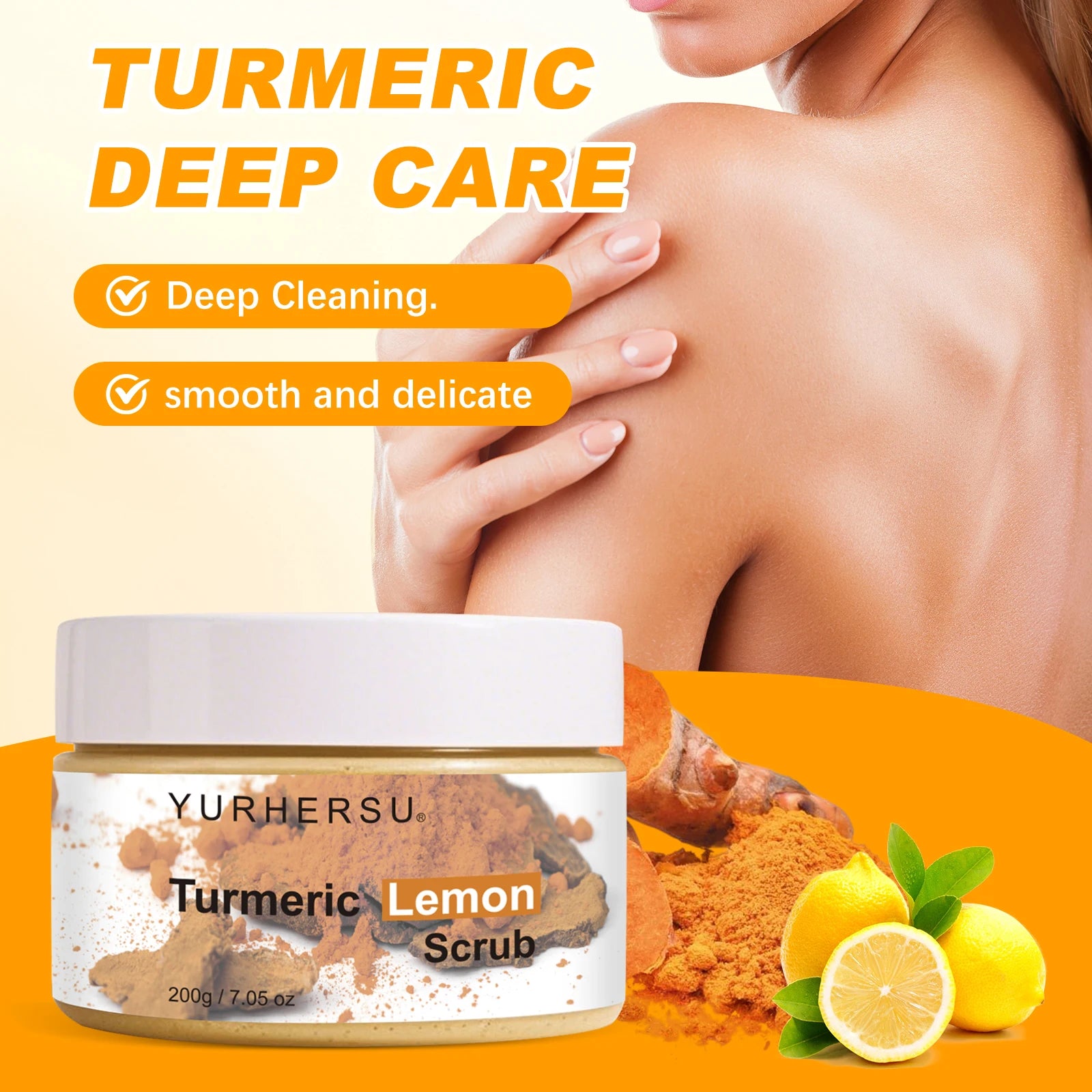 Turmeric Vitamin C Exfoliating Body Scrub Brightening Skincare 200g - 5