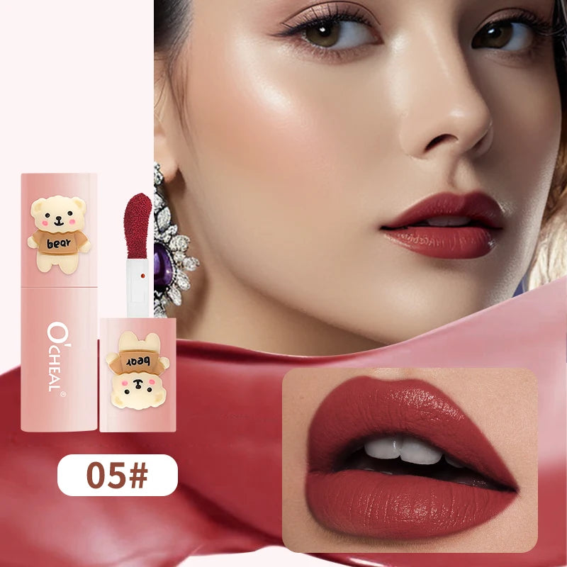 O'CHEAL Teddy Bear Matte Lip Gloss Waterproof Long Lasting Lipstick - 21