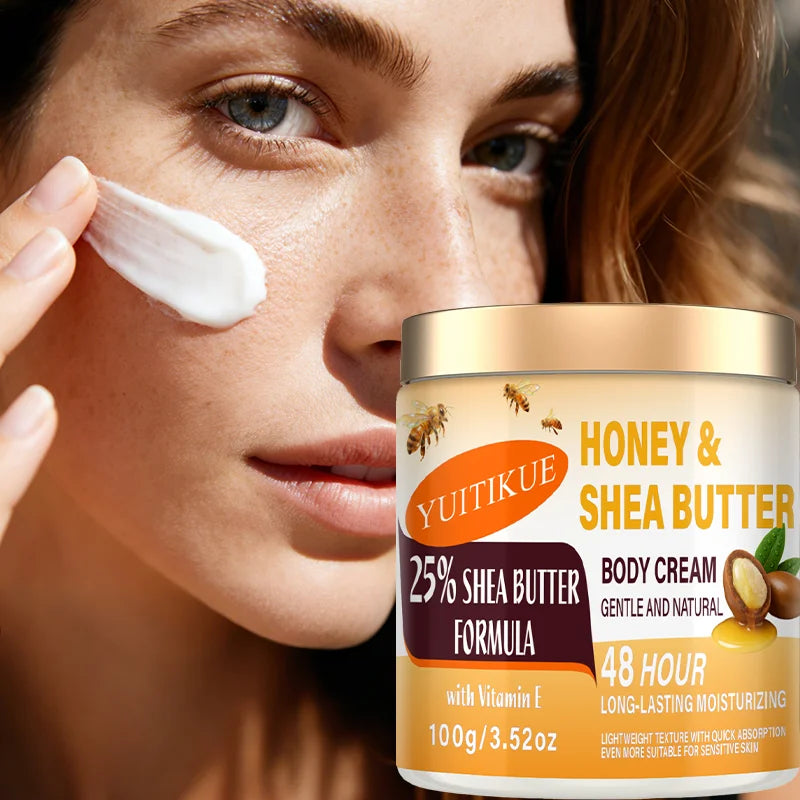YUITIKUE 25% Shea Butter Body Cream 100g Honey Vitamin E Moisturizer
