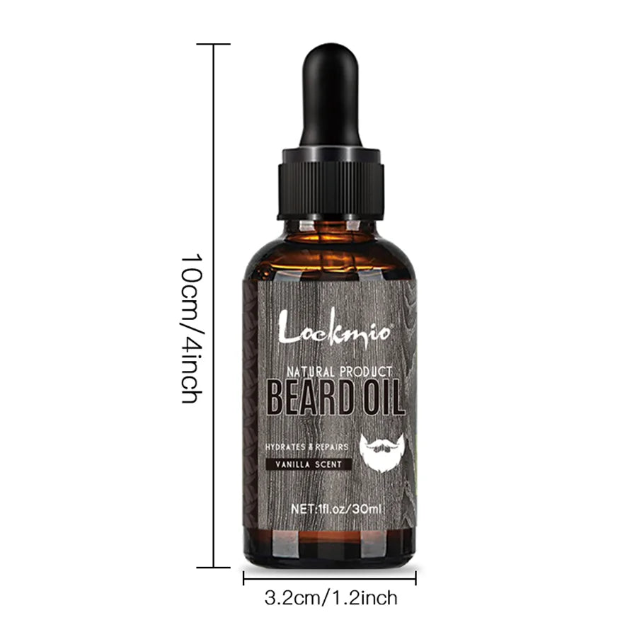 LOCKMIO 2pcs Natural Beard Oil Vanilla Scent Growth and Softening Serum