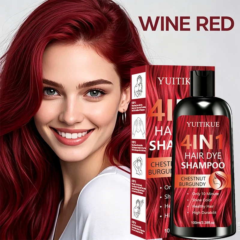 YUITIKUE 4-in-1 Chestnut Red Hair Dye Shampoo 100ml