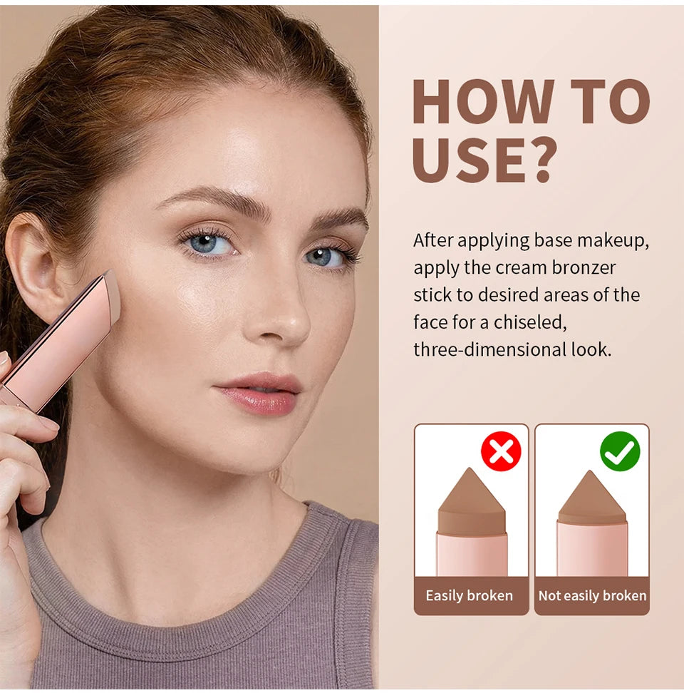 Cream Bronzer Stick for Seamless Face Contouring