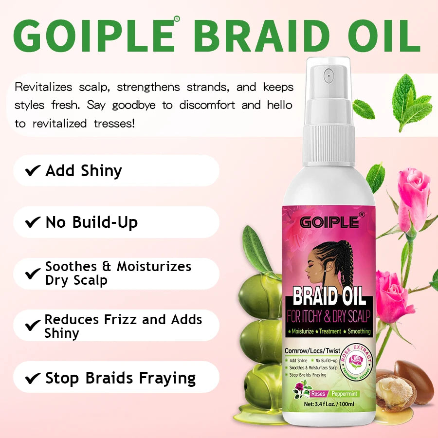 Goiple Braid Styling Kit Foam Mousse Braid Oil and Satin Bonnet