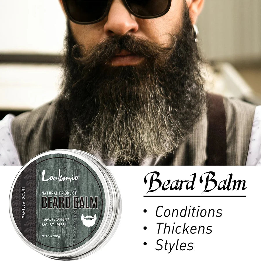 Lockmio Natural Vanilla Beard Balm for Softening Grooming and Styling