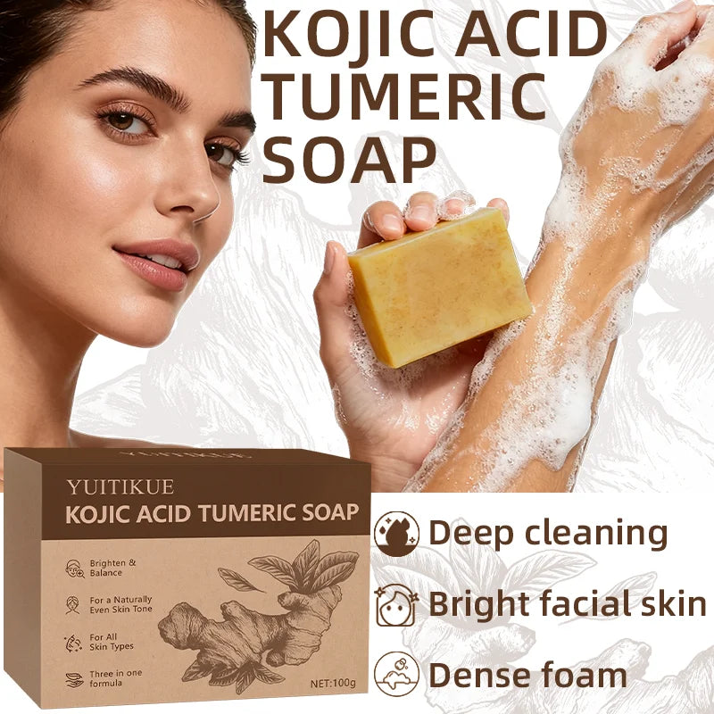YUITIKUE Turmeric Kojic Acid Cleansing Bar Skin Brightening Soap