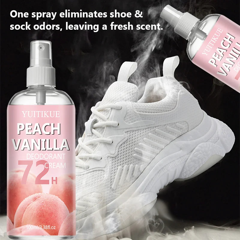 Yuitikue Peach Vanilla Deodorant Spray 72H Long Lasting Body Odor Control - 6