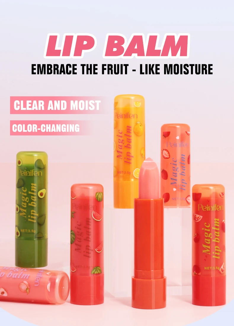 Peinifen Fruit Magic Lip Balm Set Color Changing Moisturizing Lipstick - 6