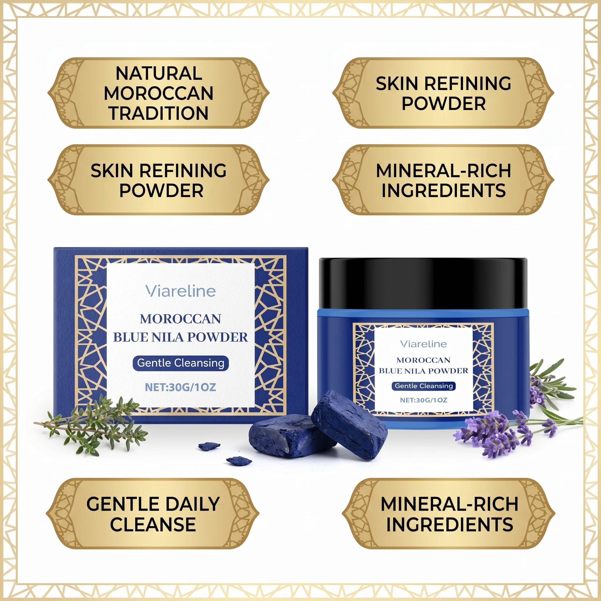Moroccan Blue Nila Brightening Face Mask Powder - 3