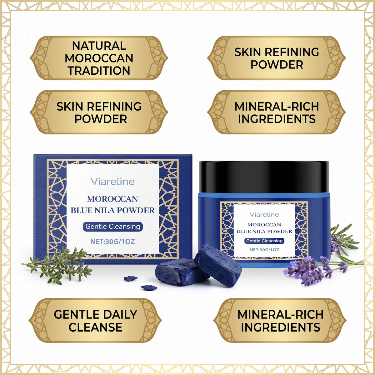 Moroccan Blue Nila Brightening Face Mask Powder