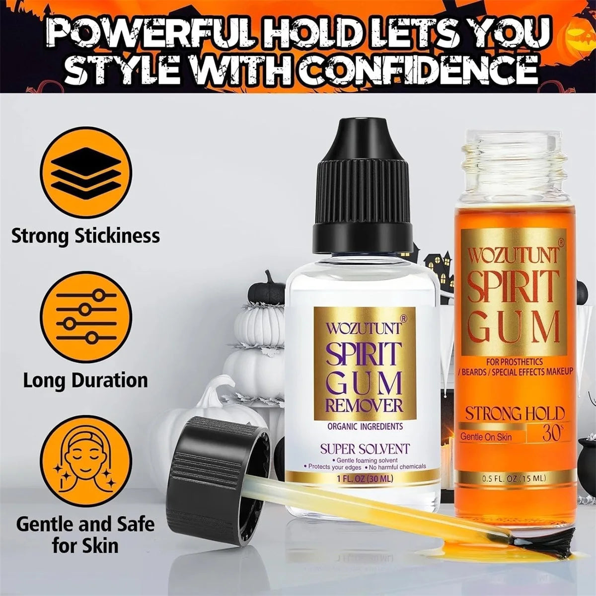 Spirit Gum Adhesive Remover and Lace Wig Glue Set for SFX and Cosplay