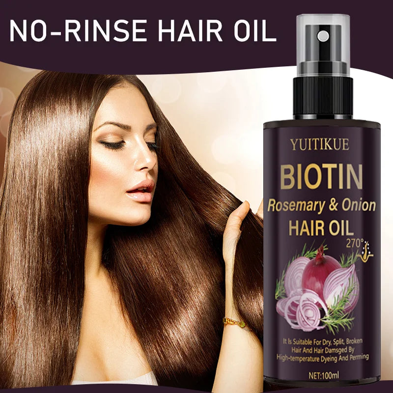 Biotin Rosemary and Onion Hair Oil for Damaged Dry Split Hair Repair