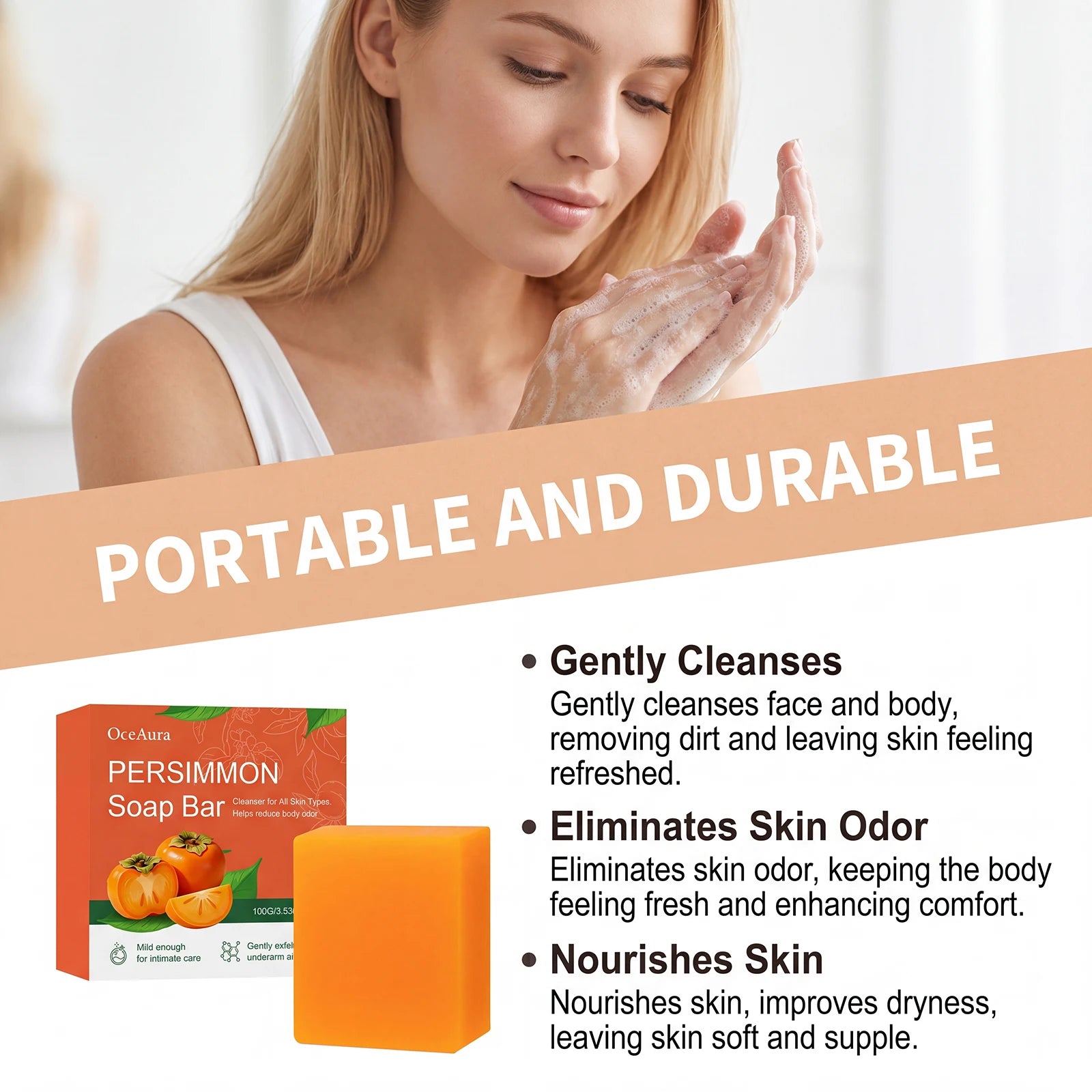 Persimmon Exfoliating Soap Bar for Odor Control and Body Cleansing - 11