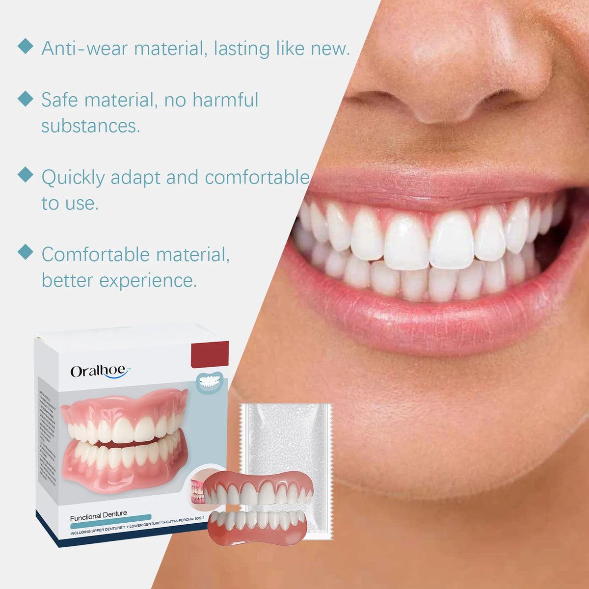 Temporary Silicone Denture Kit for Smile Restoration