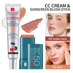 Color Correcting CC Cream and Sunscreen Blush Stick Set