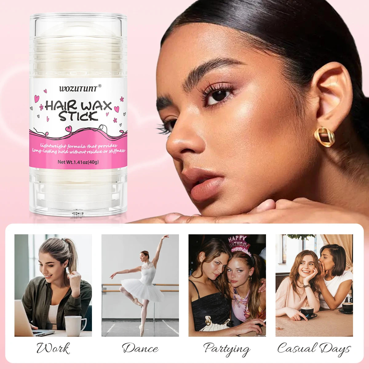Hair Styling Wax Stick for Smoothing Frizzy Hair and Flyaways 40g - 6