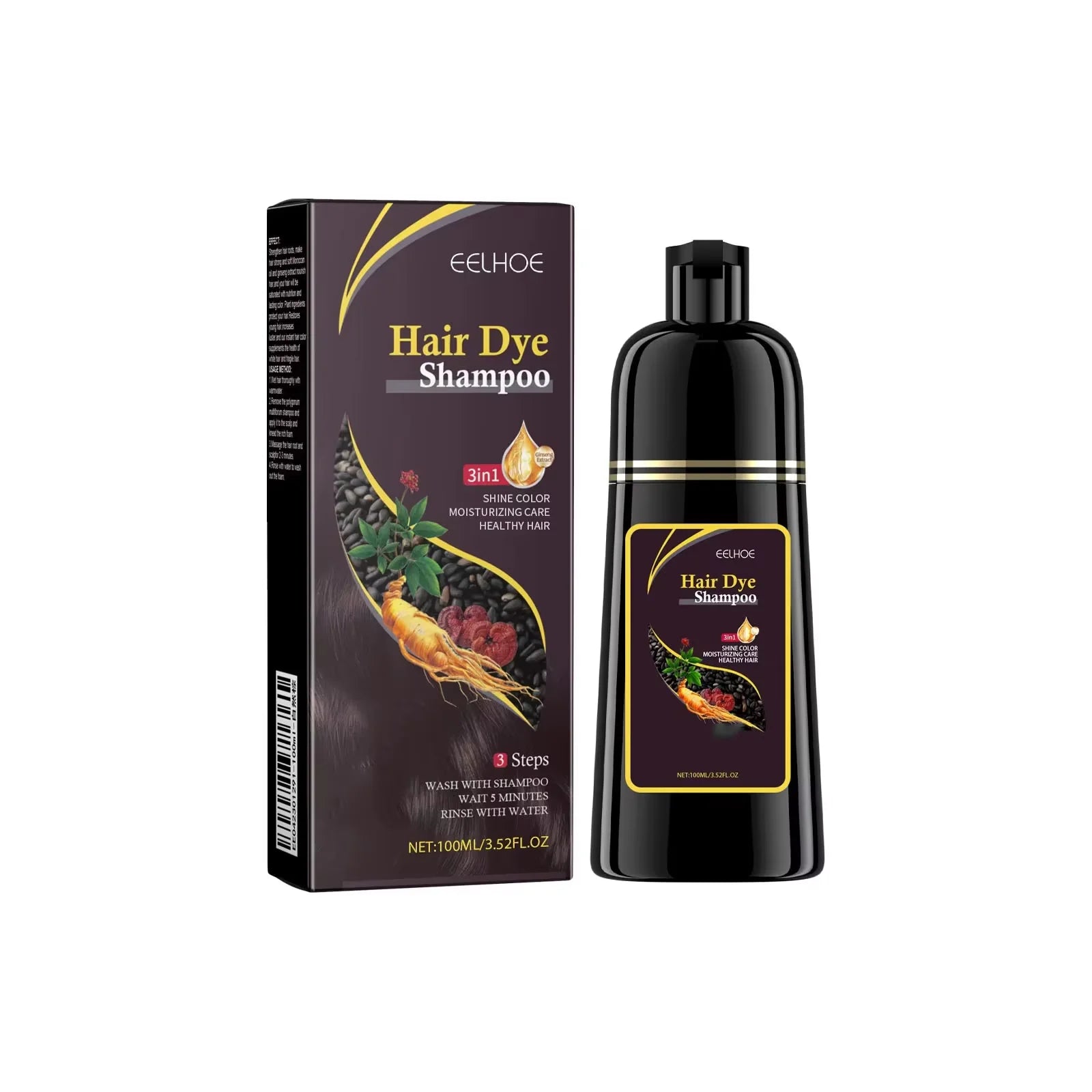 100ml 3 in 1 Herbal Hair Dye Shampoo for Gray Hair Coverage
