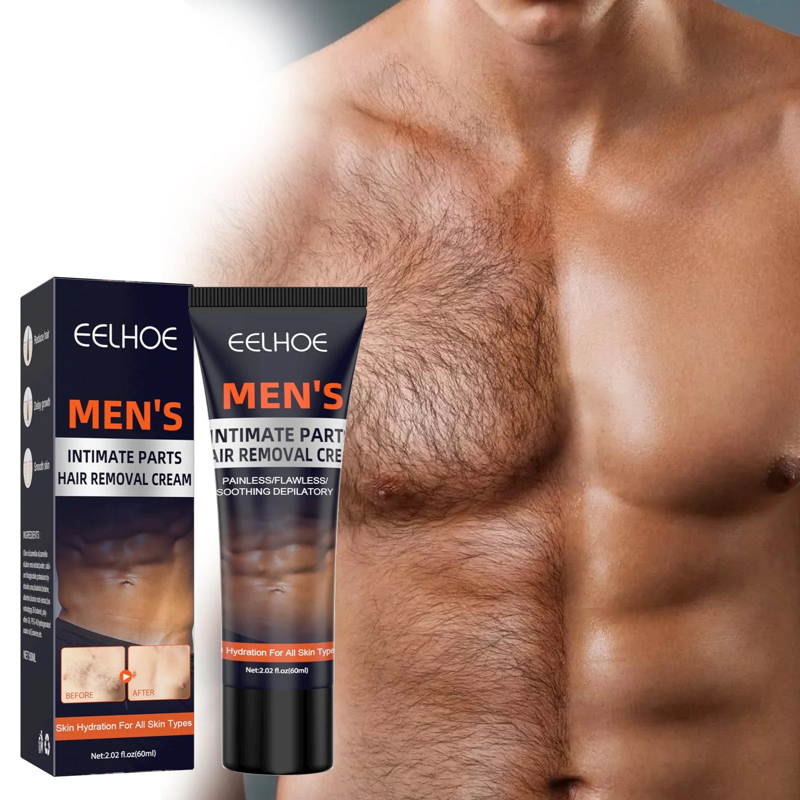 Sadoer Mens Hair Removal Cream Smooth Body Depilatory Cream 150ml - 4