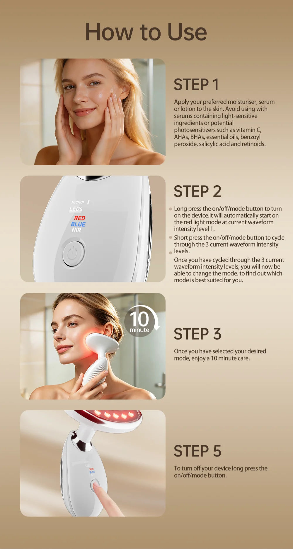 LED Facial and Body Skin Tightening and Sculpting Device