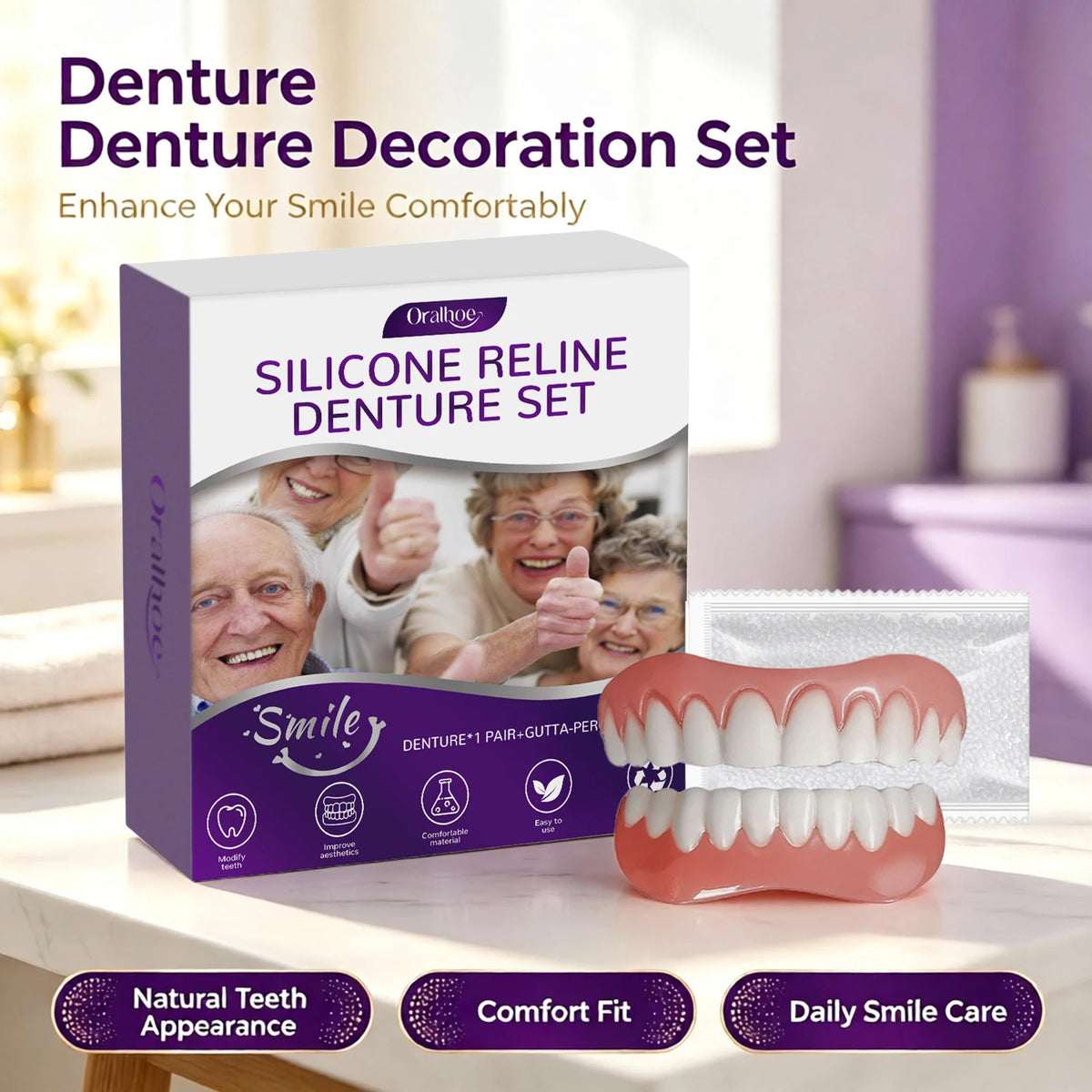 Cosmetic Denture Set for Instant Natural Smile