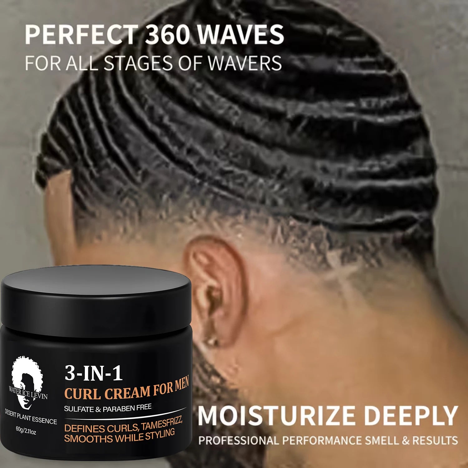 3-in-1 Curl Cream for Men Sulfate and Paraben Free 60g