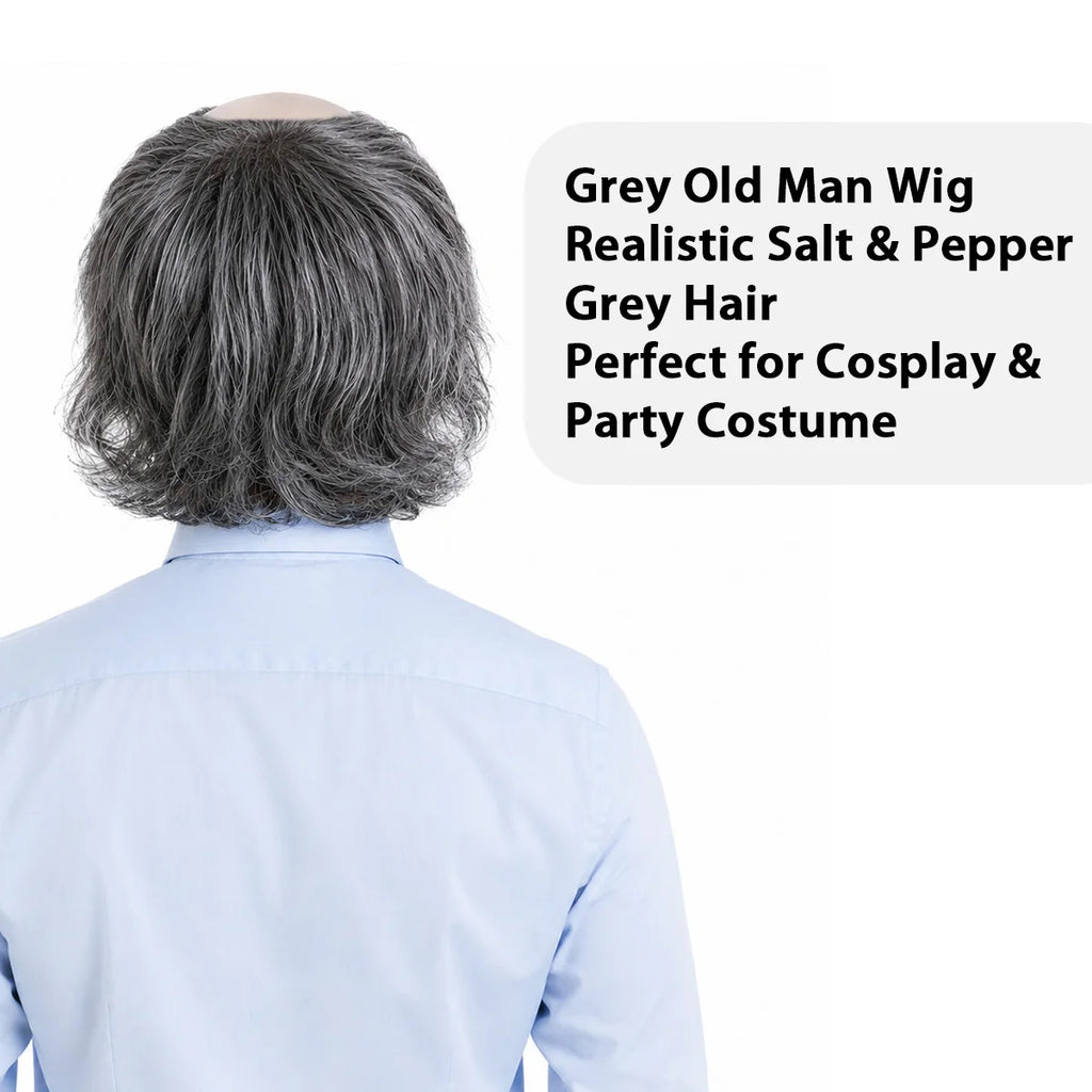 Old Man Bald Cap and Wig Set Costume Kit for Cosplay