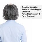 Old Man Bald Cap and Wig Set Costume Kit for Cosplay