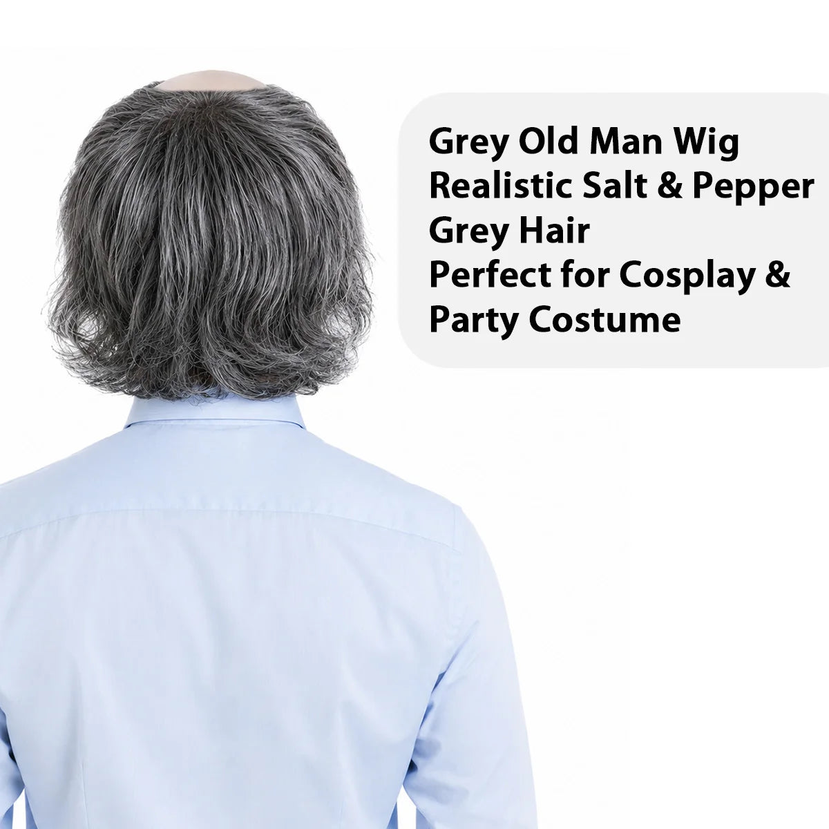 Old Man Bald Cap and Wig Set Costume Kit for Cosplay