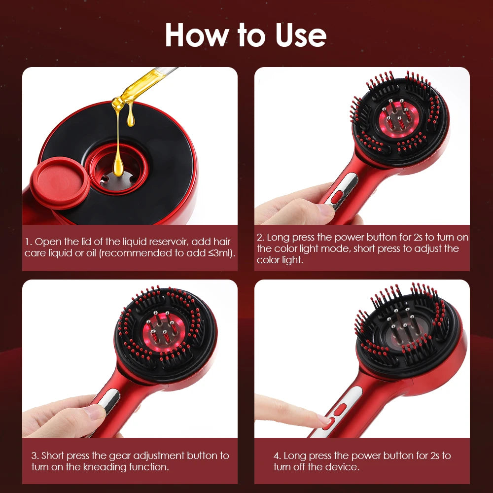 Electric Scalp Massager and Hair Growth Serum Applicator Comb - 12